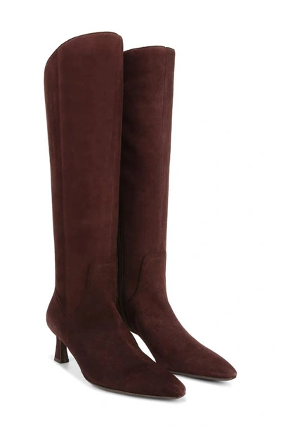 Naturalizer Deesha Wide Calf Tall Dress Boots In Mahogany Brown Suede