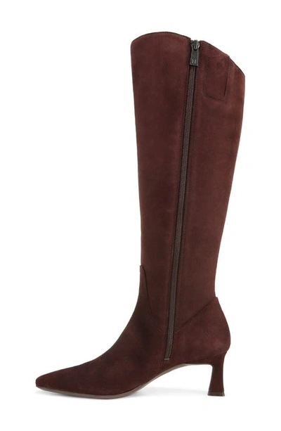 Naturalizer Deesha Wide Calf Tall Dress Boots In Mahogany Brown Suede