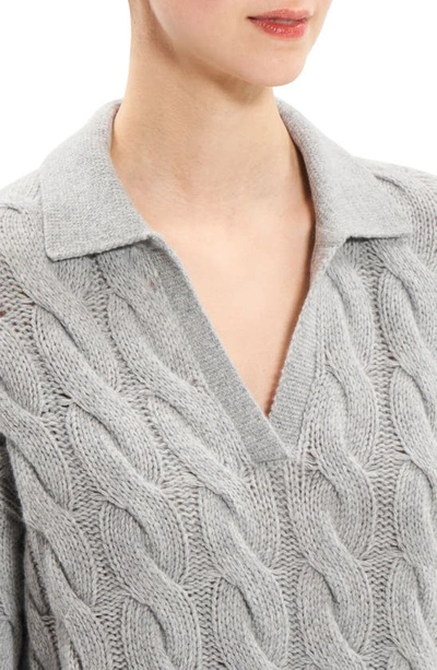 Shop Theory Karenia Cable Knit Wool & Cashmere Sweater In Light Heather Grey