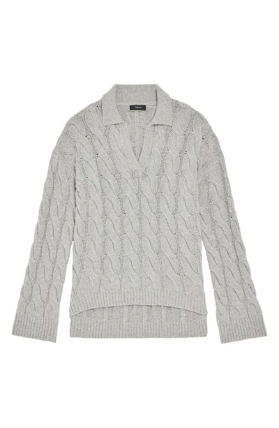 Shop Theory Karenia Cable Knit Wool & Cashmere Sweater In Light Heather Grey