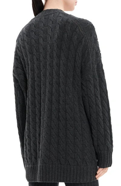 Shop Theory Cable Knit Wool & Cashmere Cardigan In Charcoal