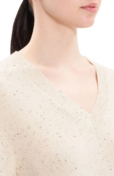 Theory Wool-cashmere Short Donegal Sweater Dress In Cream Multi