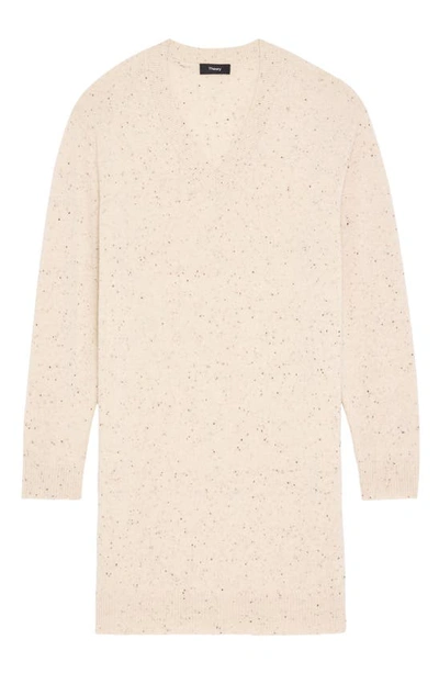 Theory Wool-cashmere Short Donegal Sweater Dress In Cream Multi