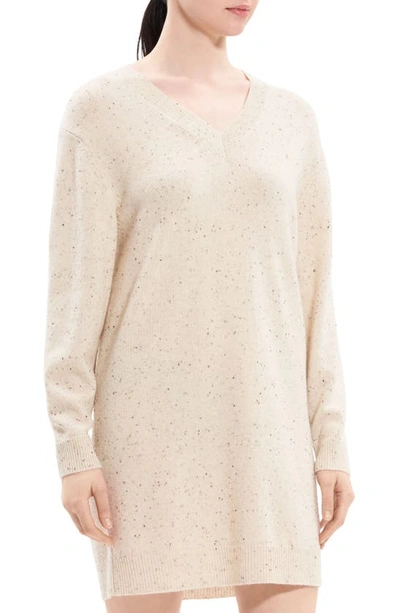 Shop Theory Donegal Long Sleeve Wool & Cashmere Sweater Dress In Cream Multi