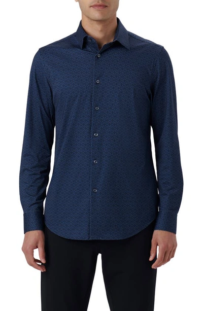 Shop Bugatchi James Ooohcotton® Mandala Print Button-up Shirt In Navy