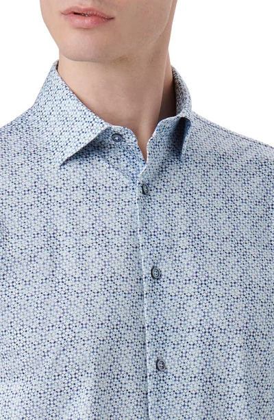 Shop Bugatchi James Ooohcotton® Geometric Print Button-up Shirt In Air Blue