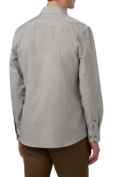 Shop Bugatchi Julian Shaped Fit Geometric Print Stretch Cotton Button-up Shirt In Cement
