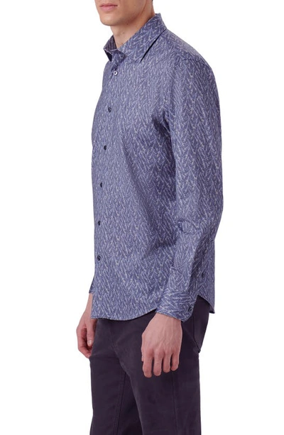 Shop Bugatchi James Ooohcotton® Abstract Print Button-up Shirt In Navy