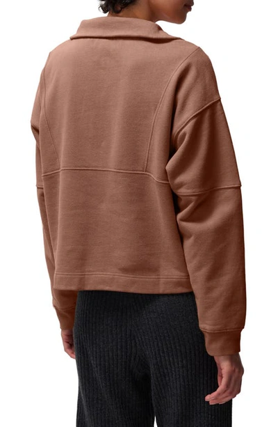 Shop Spiritual Gangster Shay Crop Half Zip Cotton Pullover In Deep Rust