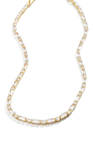 Shop Baublebar Adjustable Cubic Zirconia Tennis Necklace In Clear/ Yellow Gold