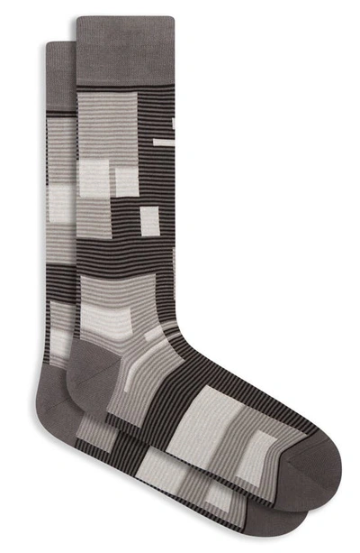Shop Bugatchi Geometric Mercerized Cotton Blend Socks In Graphite