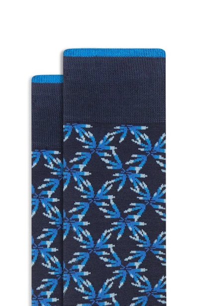 Shop Bugatchi Floral Mercerized Cotton Blend Socks In Navy