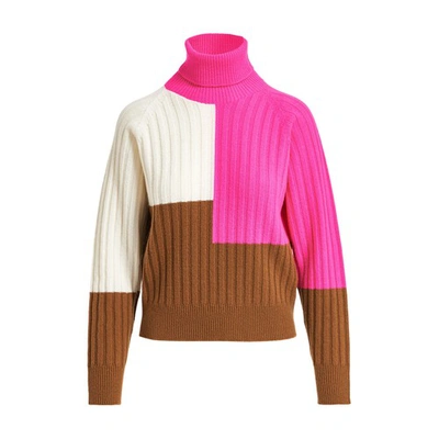 Shop Essentiel Antwerp Embalm Sweater In Braun_gebrochenes_wei_neonrosa