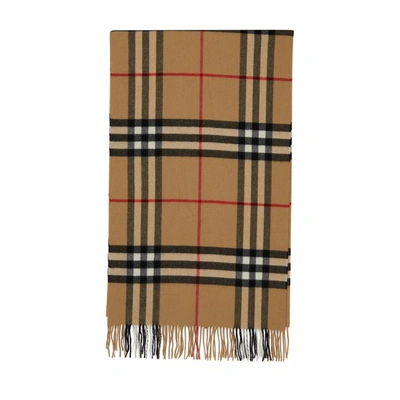 Shop Burberry Large Checked Scarf In Archive_beige