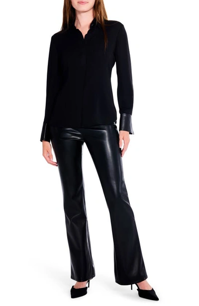 Shop Nic + Zoe Faux Leather Bootcut Pants In Black Onyx