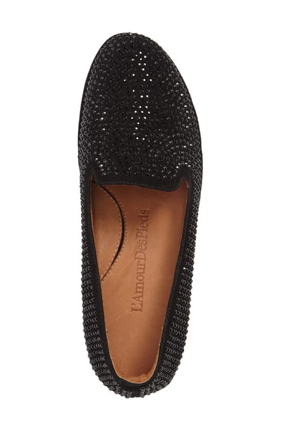 L'amour Des Pieds Correze Embellished Loafer In Black Suede