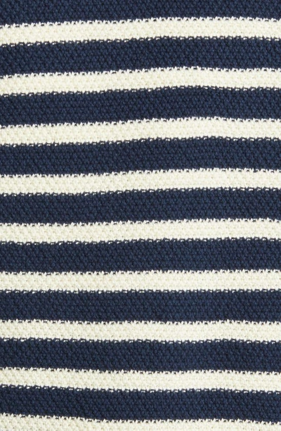 Shop Schott Stripe Waffle Knit Quarter Zip Pullover In Navy