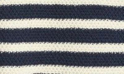 Shop Schott Nyc Stripe Waffle Knit Quarter Zip Pullover In Navy