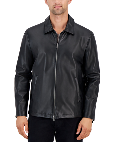 Shop Alfani Men's Faux-leather Jacket, Created For Macy's In Deep Black