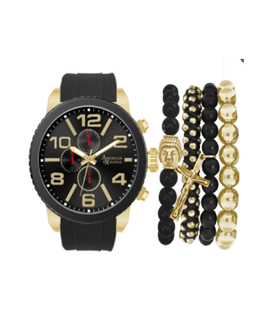 Shop American Exchange Men's Quartz Black Rubber Watch 51mm Gift Set
