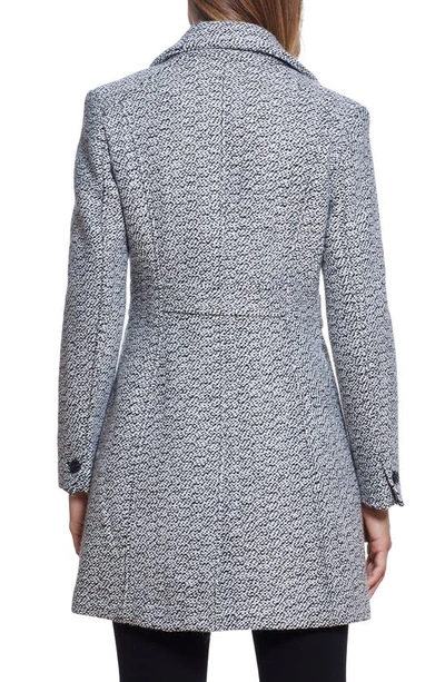 Gallery Notch Collar Tweed Coat In Black/white