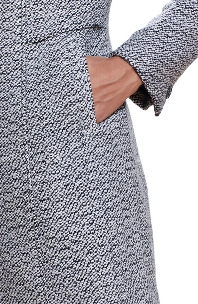 Gallery Notch Collar Tweed Coat In Black/white