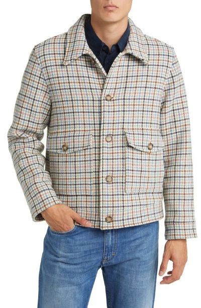 Shop Nn07 Julius Houndstooth Check Shirt Jacket In Off White