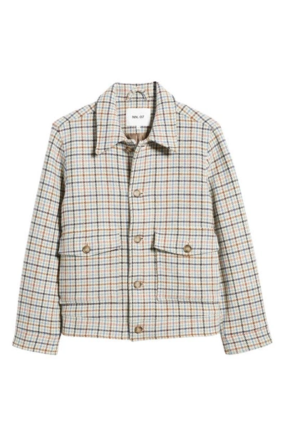 Shop Nn07 Julius Houndstooth Check Shirt Jacket In Off White