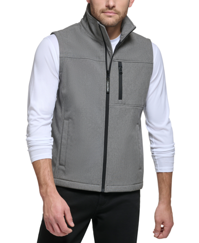 Shop Calvin Klein Men's Infinite Stretch Soft Shell Vest In Light Grey Heather
