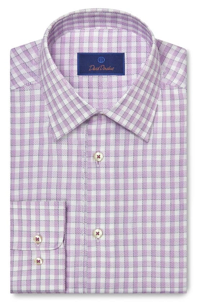 Shop David Donahue Trim Fit Dobby Micro Check Cotton Dress Shirt In Lilac/ White