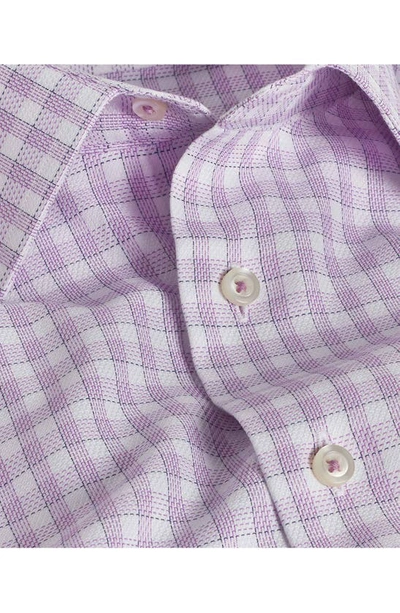Shop David Donahue Trim Fit Dobby Micro Check Cotton Dress Shirt In Lilac/ White