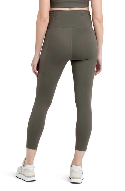 Shop Ripe Maternity Tempo Stretch Nylon Crop Maternity Leggings In Khaki