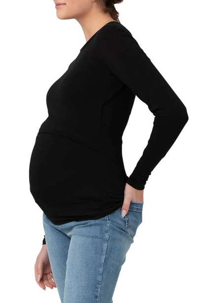 Shop Ripe Maternity Stretch Organic Cotton Maternity/nursing Top In Black