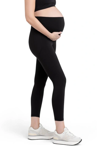 Shop Ripe Maternity Tempo Stretch Nylon Crop Maternity Leggings In Black