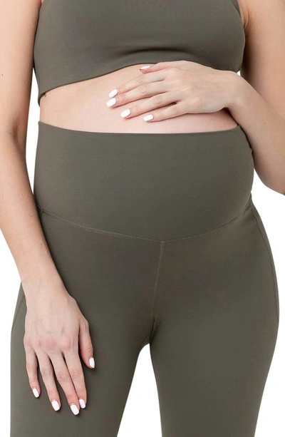 Shop Ripe Maternity Tempo Stretch Nylon Crop Maternity Leggings In Khaki