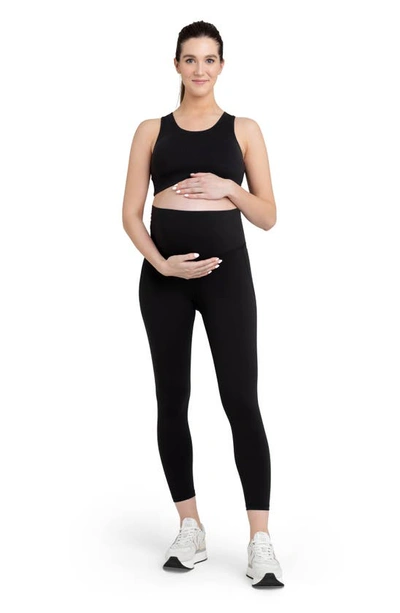 Ripe Maternity Tempo Stretch Nylon Crop Maternity Leggings In Black