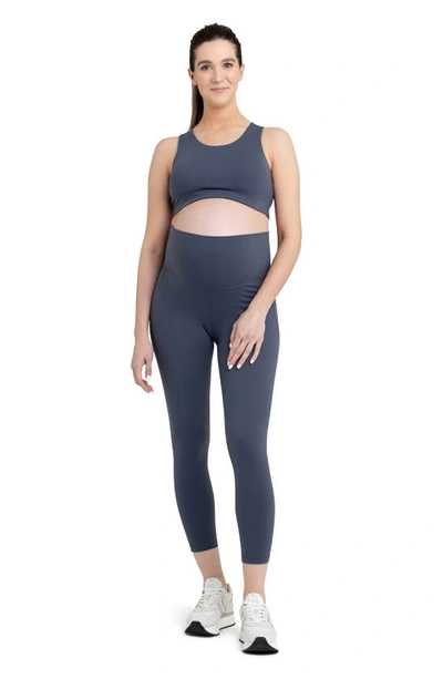 Ripe Maternity Tempo Stretch Nylon Pocket Maternity Leggings In Blue Steel