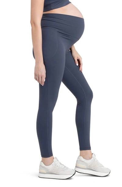 Ripe Maternity Tempo Stretch Nylon Pocket Maternity Leggings In Blue Steel