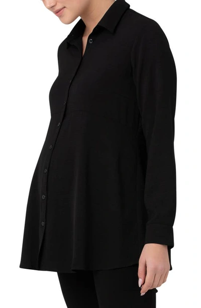 Shop Ripe Maternity Tina Maternity/nursing Peplum Shirt In Black