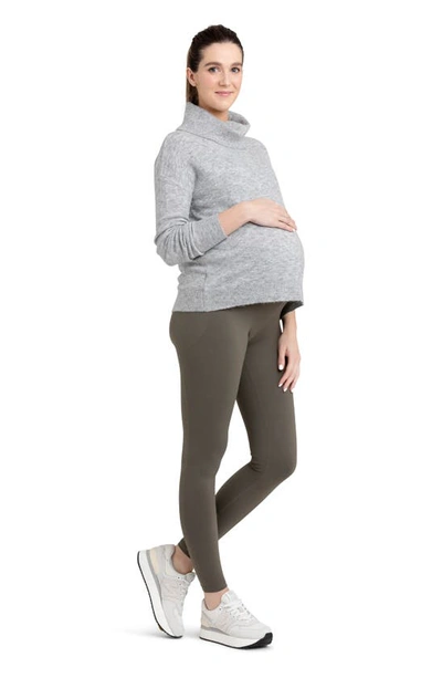 Shop Ripe Maternity Tempo Stretch Nylon Pocket Maternity Leggings In Khaki