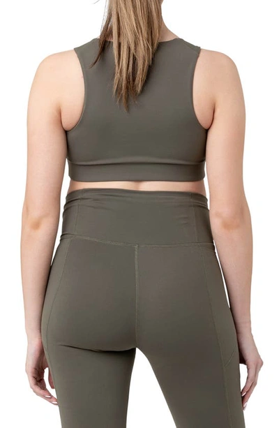 Shop Ripe Maternity Tempo Stretch Nylon Maternity Crop Top In Khaki