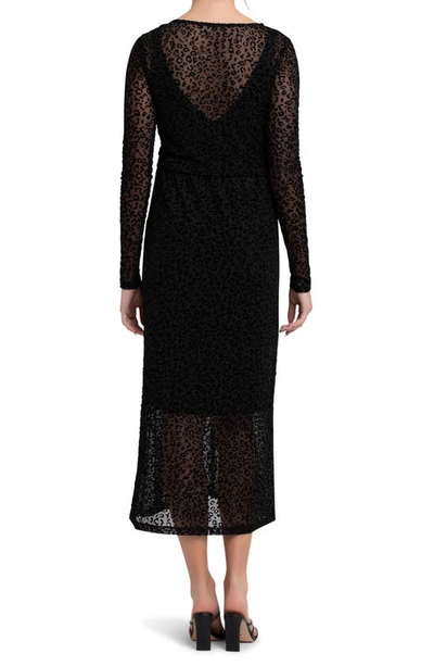 Ripe Maternity Leo Flocked Nursing Dress Black In Black