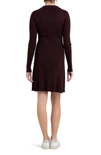 Shop Ripe Maternity Hailey Rib Long Sleeve Maternity/nursing Dress In Chocolate