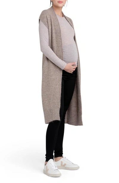 Ripe Maternity Heathered Relaxed Fit Maternity/nursing Vest In Mocha