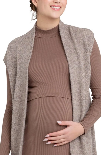 Ripe Maternity Heathered Relaxed Fit Maternity/nursing Vest In Mocha