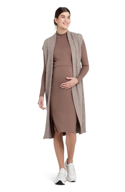 Ripe Maternity Heathered Relaxed Fit Maternity/nursing Vest In Mocha