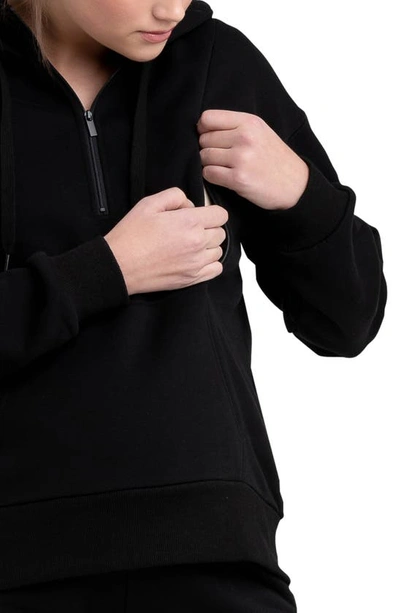 Shop Ripe Maternity Nicky Maternity/nursing Quarter Zip Hoodie In Black