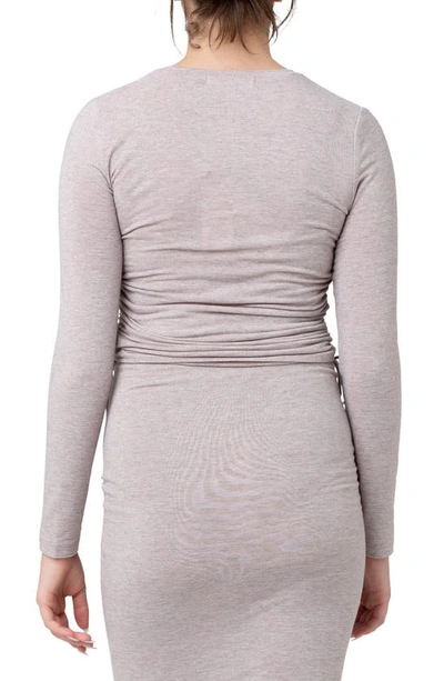 Shop Ripe Maternity Amber Ruched Long Sleeve Maternity Top In Sand