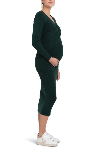 Shop Ripe Maternity Heidi Long Sleeve Maternity/nursing Dress In Forest