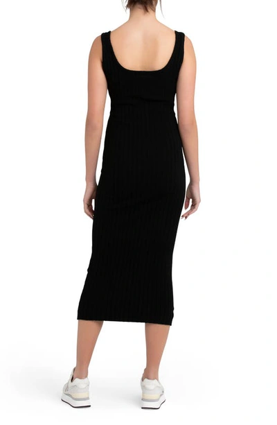 Ripe Maternity Faye Nursing Rib Knit Dress Black In Black